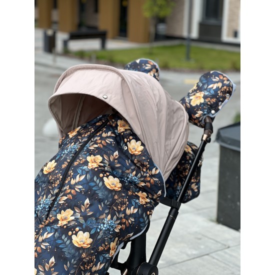 Накидка на ніжки на візок з блискавкою  "Blue Flowers"