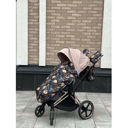Накидка на ніжки на візок з блискавкою  "Blue Flowers"