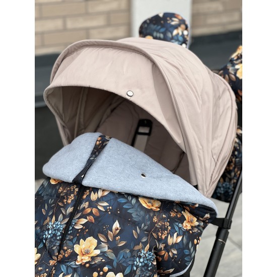 Накидка на ніжки на візок з блискавкою  "Blue Flowers"