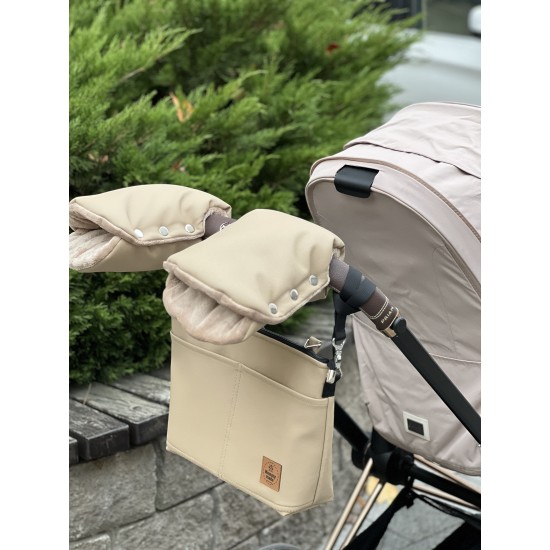 Муфти з екошкіри для рук на коляску "Beig"