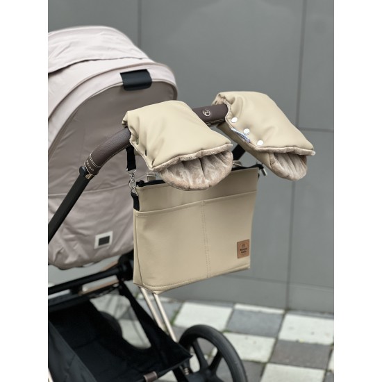 Муфти з екошкіри для рук на коляску "Beig"