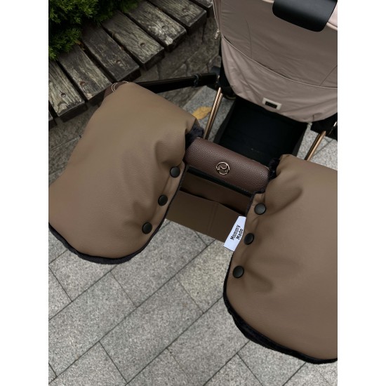 Муфти з екошкіри для рук на коляску "Chokolate"