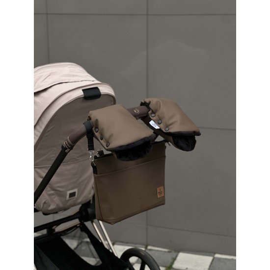 Муфти з екошкіри для рук на коляску "Chokolate"