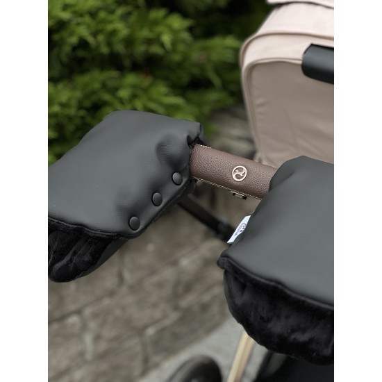 Муфти з екошкіри для рук на коляску "Black"