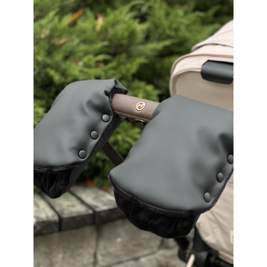 Муфти з екошкіри для рук на коляску "Black"